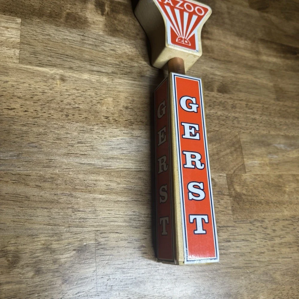 Yazoo Gerst Beer Tap Handle Wood Orange White Draft Kegerator Bar Man Cave Decor